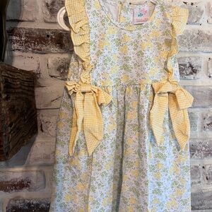 Charming Yellow and Green Floral Kids Dress